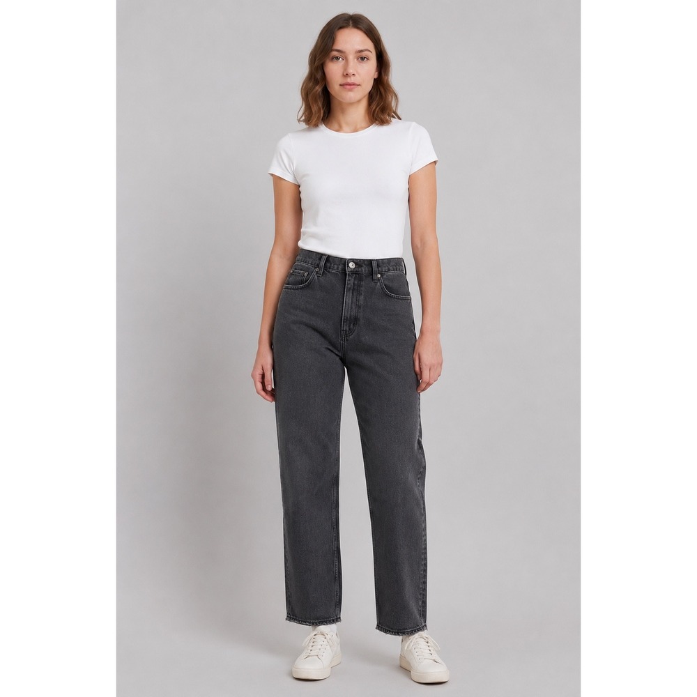 Abercrombie & Fitch Ankle Straight Jeans Women 14 Long Black Ultra High Rise 90s